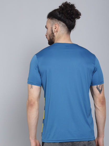 Blue Printed CREW-Neck Half sleeves T-Shirt