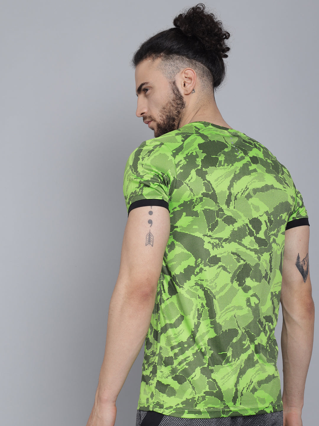 Green CREW-Neck Half sleeves T-Shirt - Camouflage