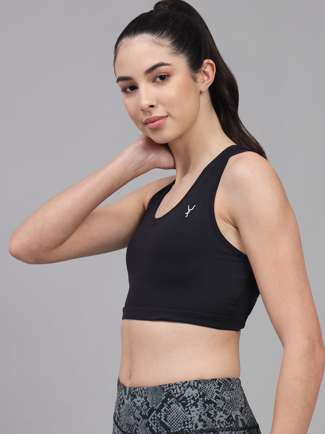 Solid Black Sports Bra With Removable Pads