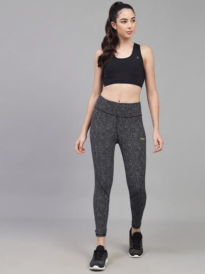 Black & White Speckled High Waist Gym Wear/Yoga Wear Ankle Length Leggings