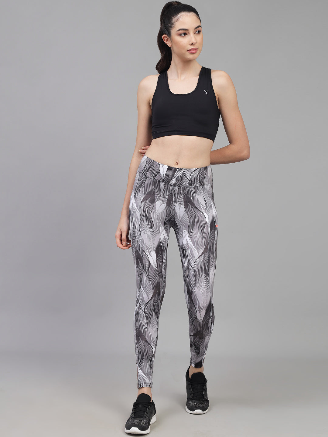 Taupe Swivel Print High Waist Gym Wear/Yoga Wear Ankle Length Leggings