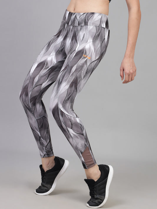 Taupe Swivel Print High Waist Gym Wear/Yoga Wear Ankle Length Leggings