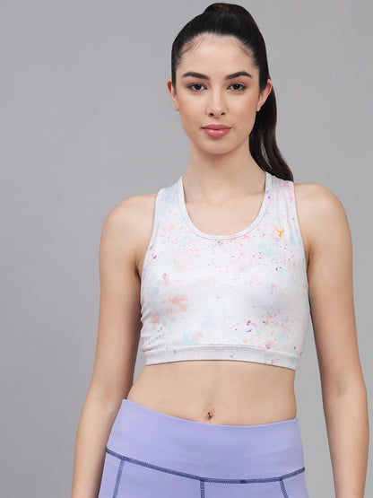 Dot Print Sports Bra With Removable Pads