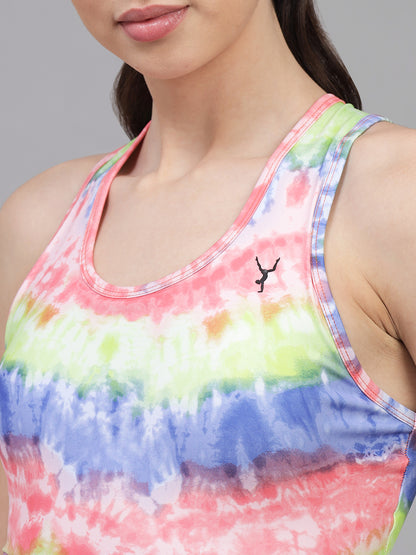 Rainbow Tie Dye Sports Bra With Removable Pads