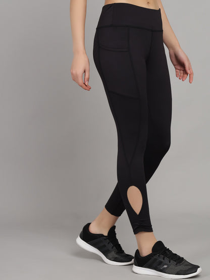 Black Print High Waist Gym Wear/Yoga Wear Ankle Length Leggings