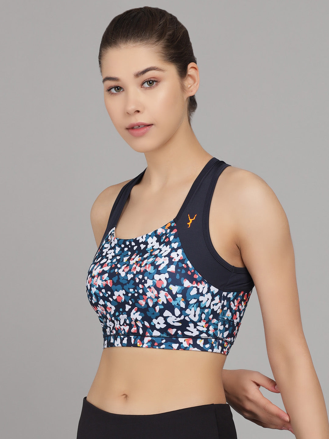 Tie Dye Floral Print Sports Bra With Removable Pads