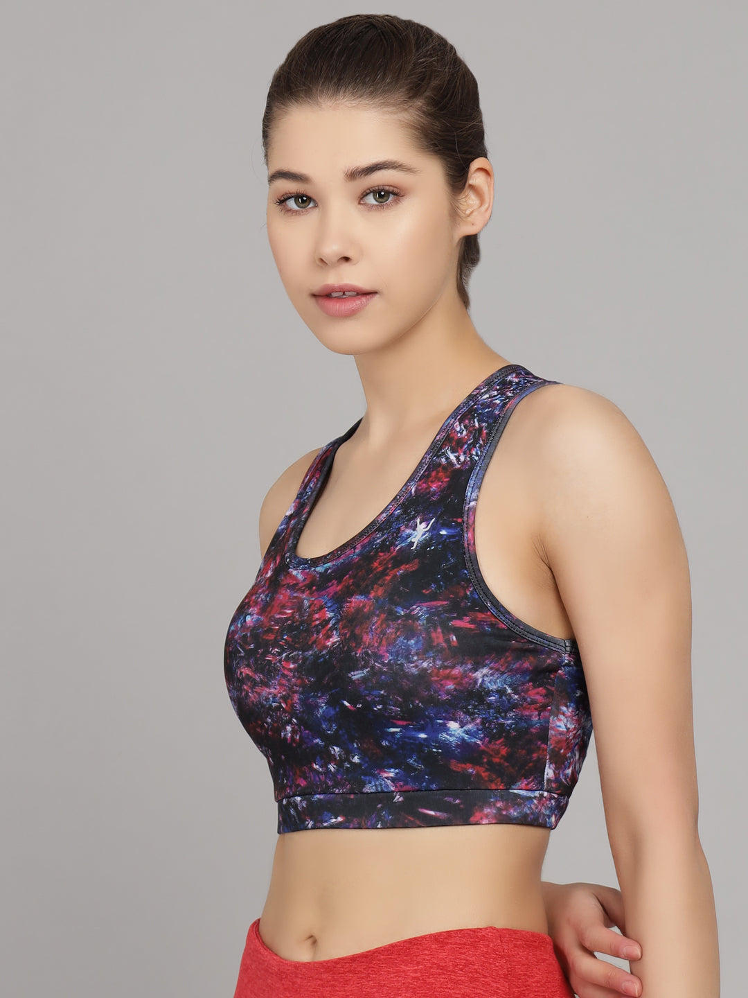 Cosmic Tie Dye Sports Bra With Removable Pads