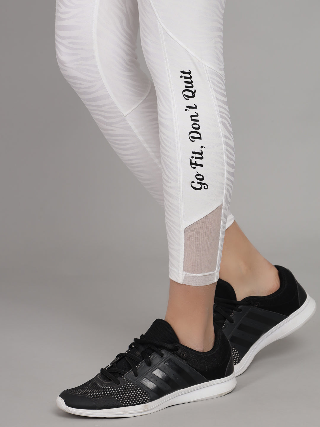 FY Edition Cream Print High Waist Gym Wear/Yoga Wear Ankle Length Leggings