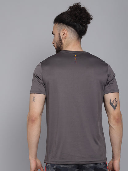 Dark Grey Basic Crew-Neck Half sleeves T-Shirt