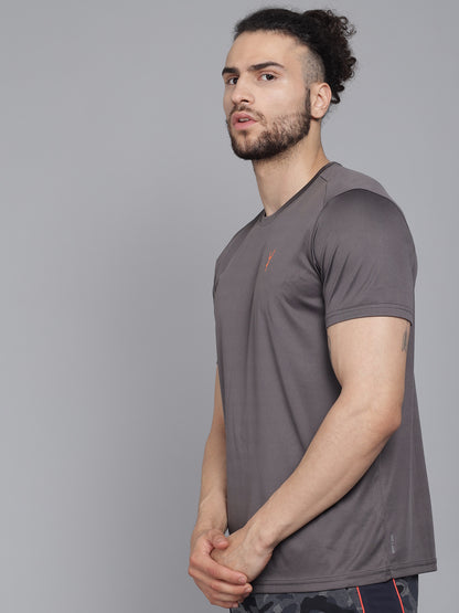 Dark Grey Basic Crew-Neck Half sleeves T-Shirt