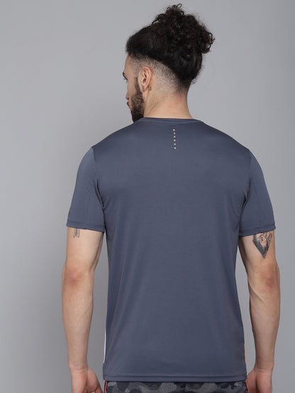 Grey Cross Printed CREW-Neck Half sleeves T-Shirt
