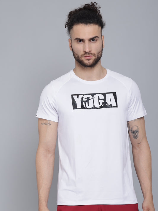 White Yoga CREW-Neck Half sleeves T-Shirt