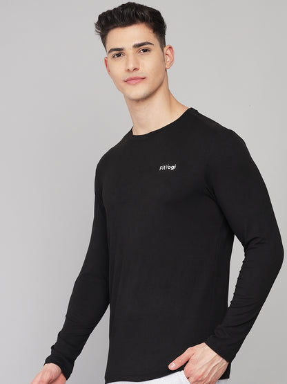 FitYogi Mens Full Sleeve Black T-shirt