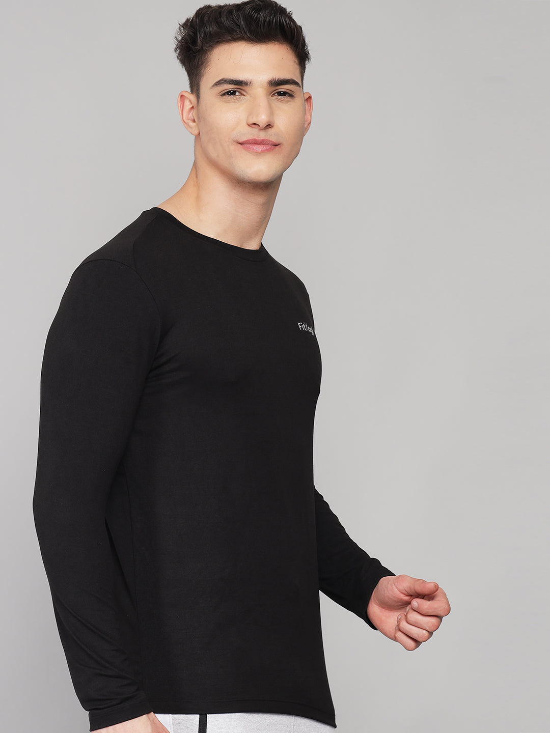 FitYogi Mens Full Sleeve Black T-shirt