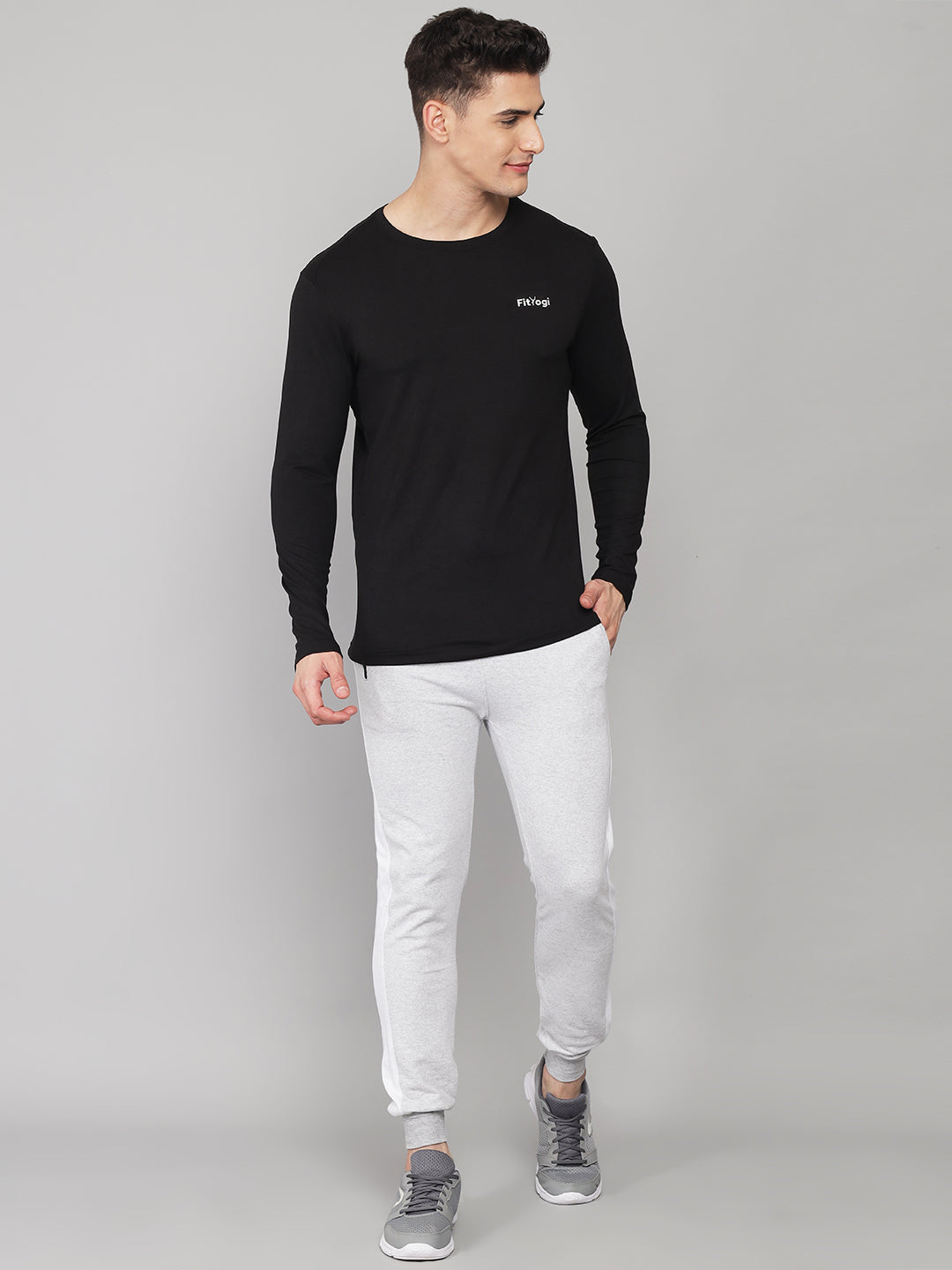 FitYogi Mens Full Sleeve Black T-shirt