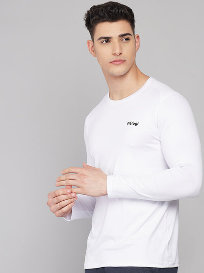 FitYogi Mens Full Sleeve White T-shirt