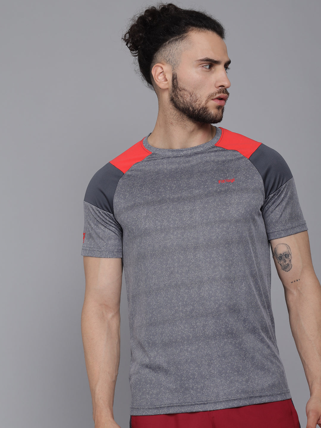 Grey Performance CREW-Neck Half sleeves T-Shirt
