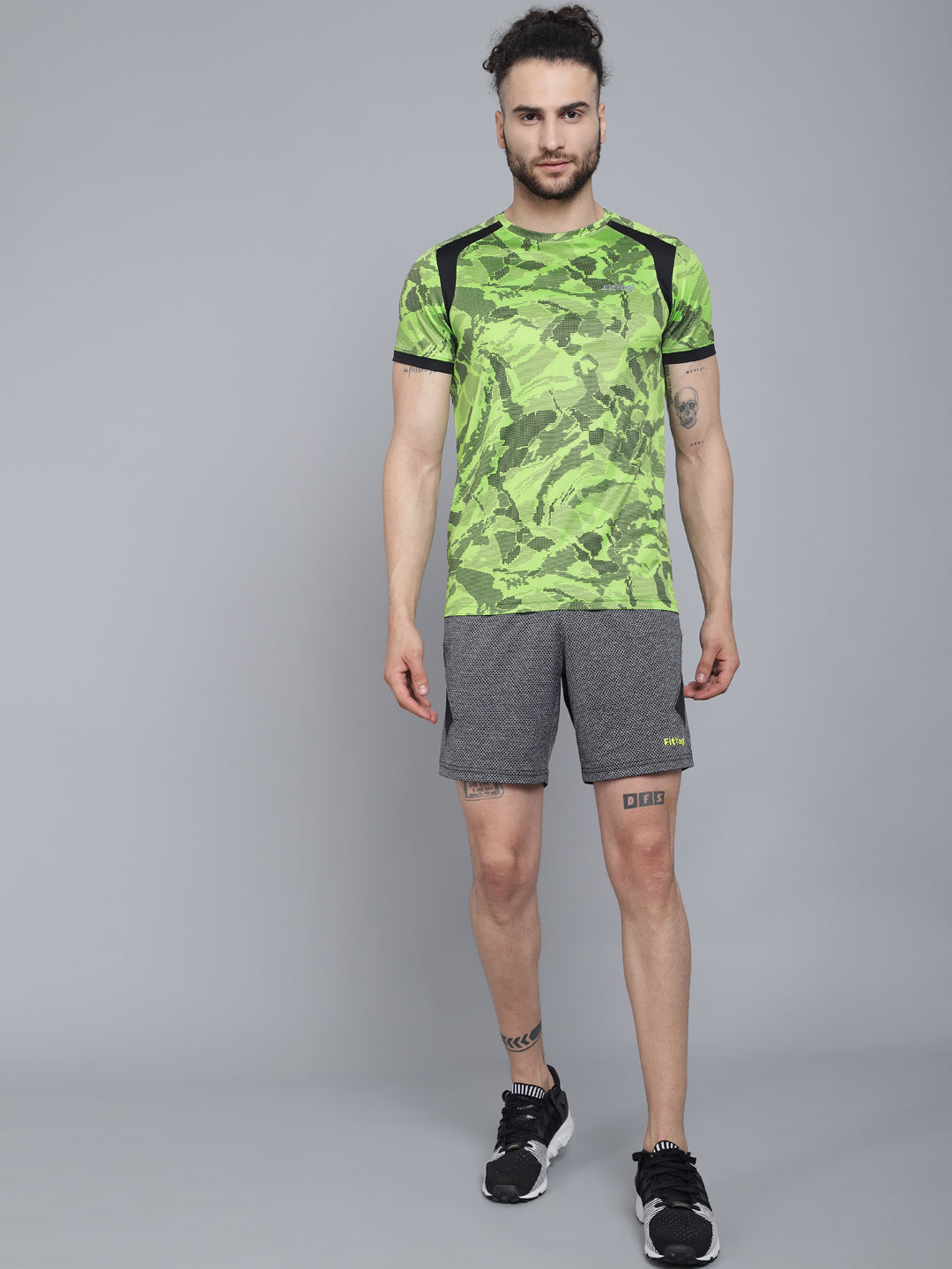 Green CREW-Neck Half sleeves T-Shirt - Camouflage