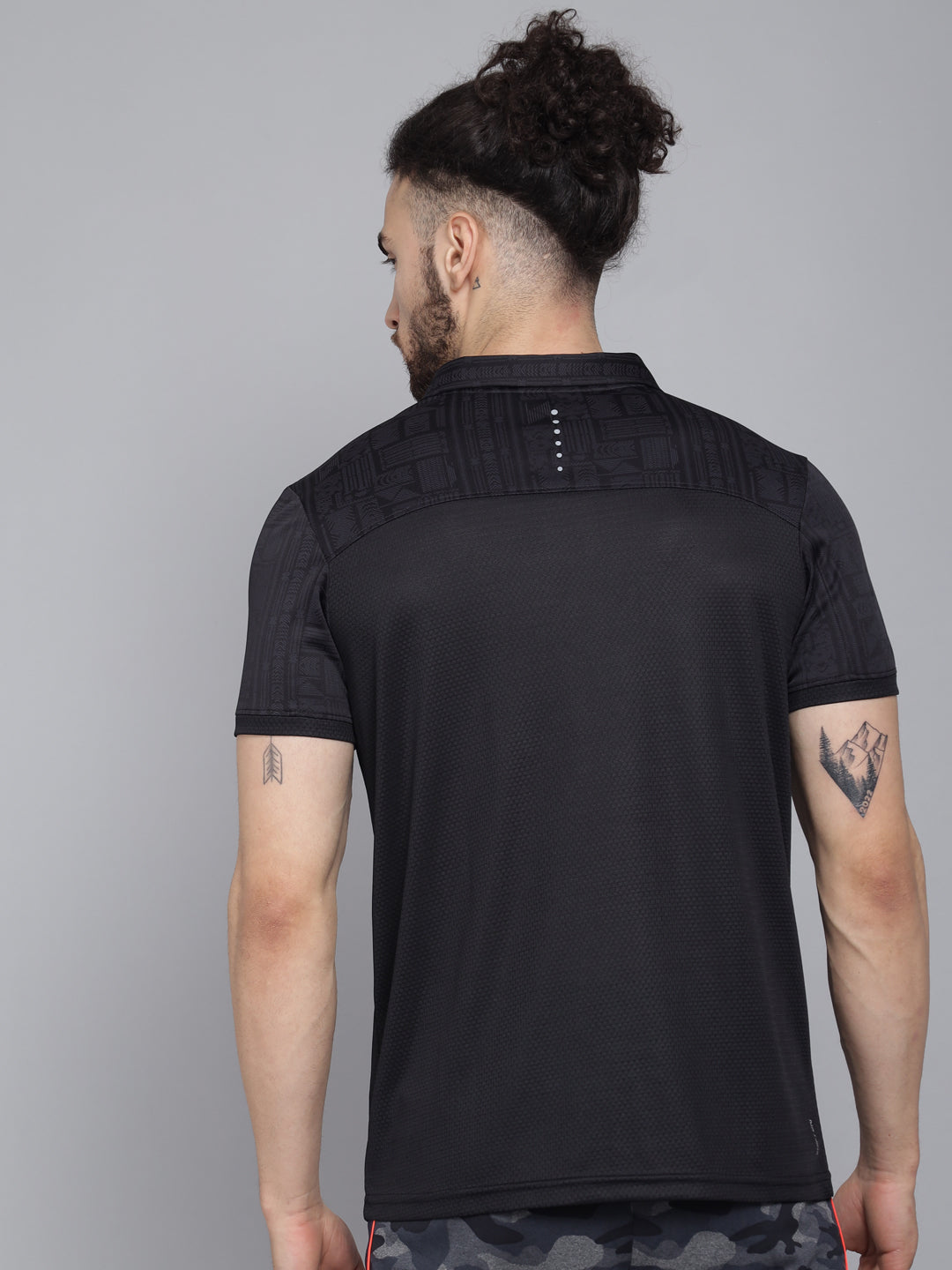 Black Reflective Polo Neck Half sleeves T-Shirt