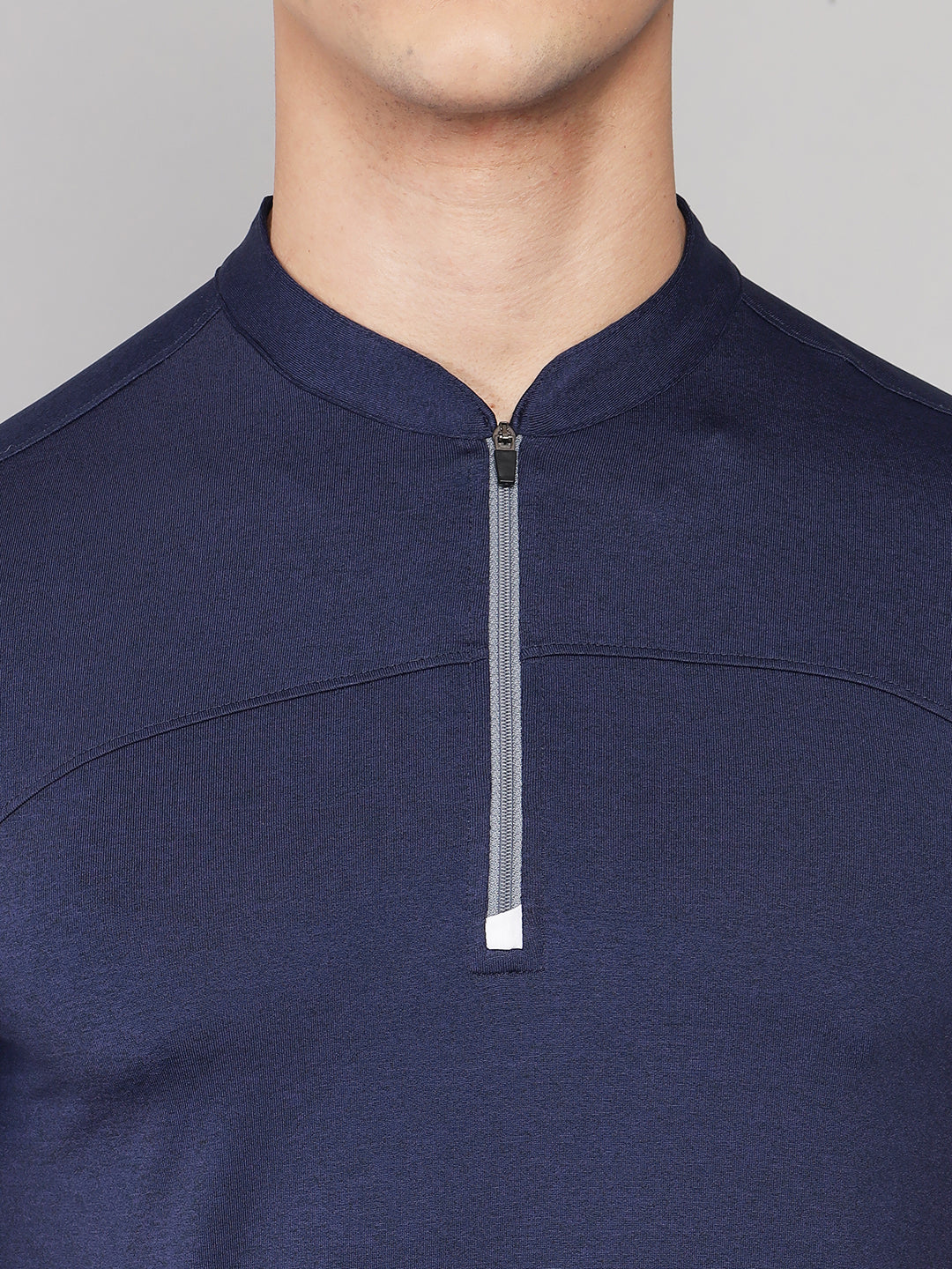 Blue Band zipper Neck Half sleeves T-Shirt