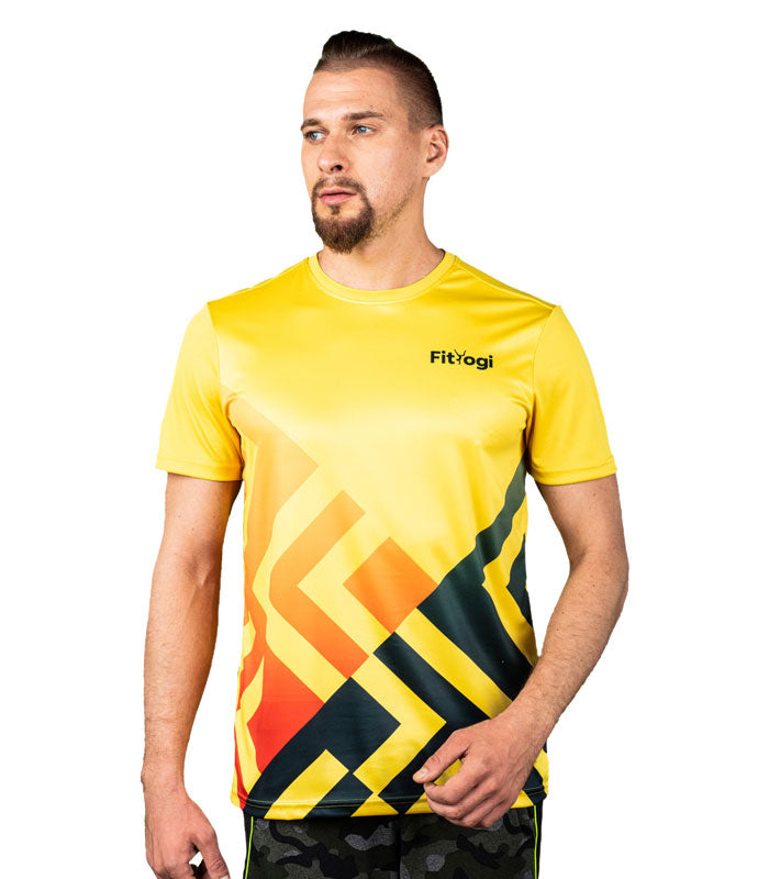 Yellow Cross Printed CREW-Neck Half sleeves T-Shirt
